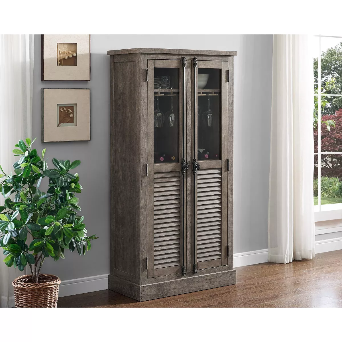 Cheshire Beverage Cabinet Rustic Gray - Room and Joy
