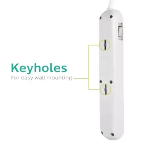 Philips 6-Outlet Surge Protector with 4ft Extension Cord, White