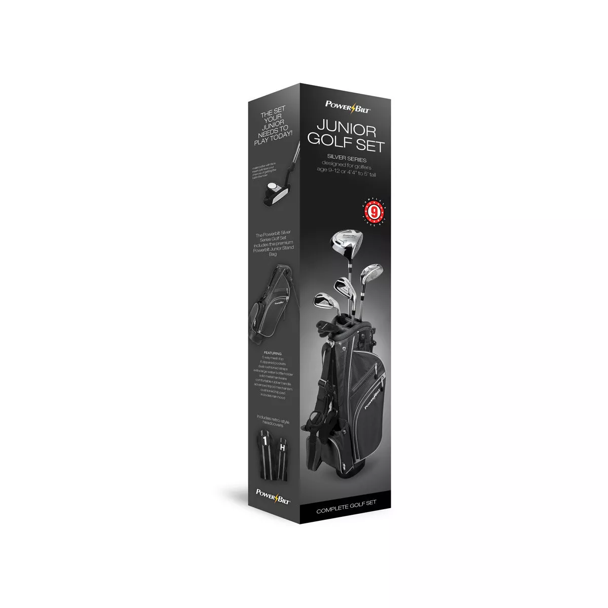 PowerBilt Junior Boys' 5-Club Set Left Hand - Silver (Ages 9-12)