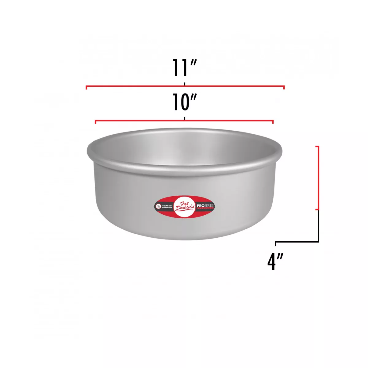 Fat Daddio's PRD-104 Anodized Aluminum Round Cake Pan with Solid Bottom, 10 x 4