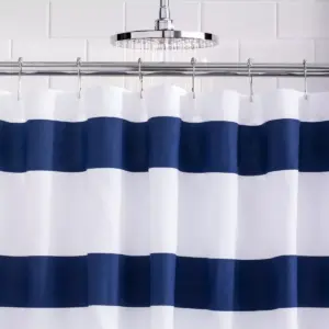 Rugby Stripe Shower Curtain White/Blue Cool - Room Essentials™