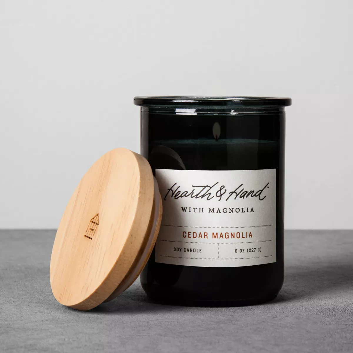 8oz Cedar Magnolia Lidded Jar Container Candle - Hearth & Hand™ with Magnolia