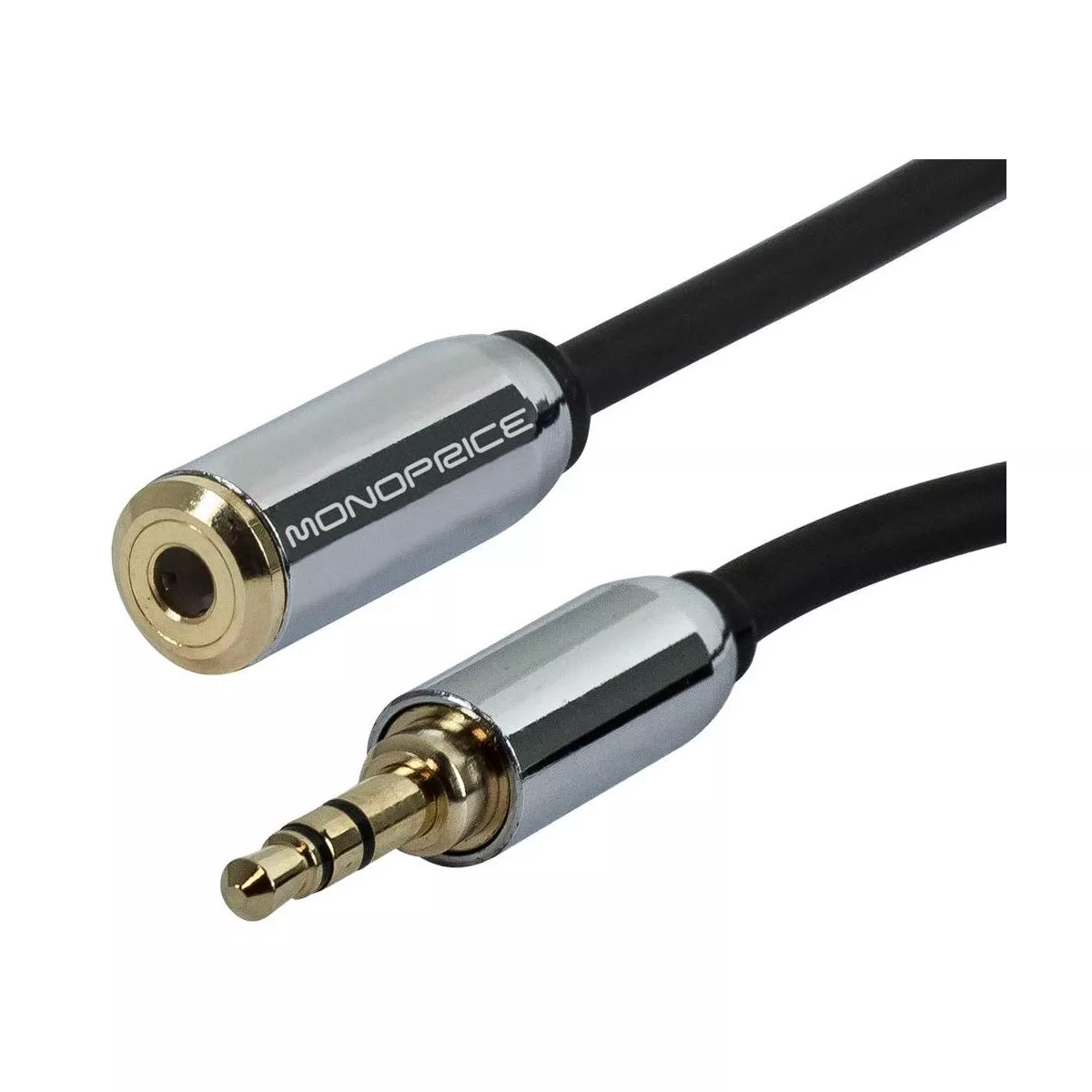 Monoprice Audio Cable - 6 Feet - Black | 3.5mm Male Plug to 3.5mm Female Jack Extension Cable for Mobile, Gold Plated