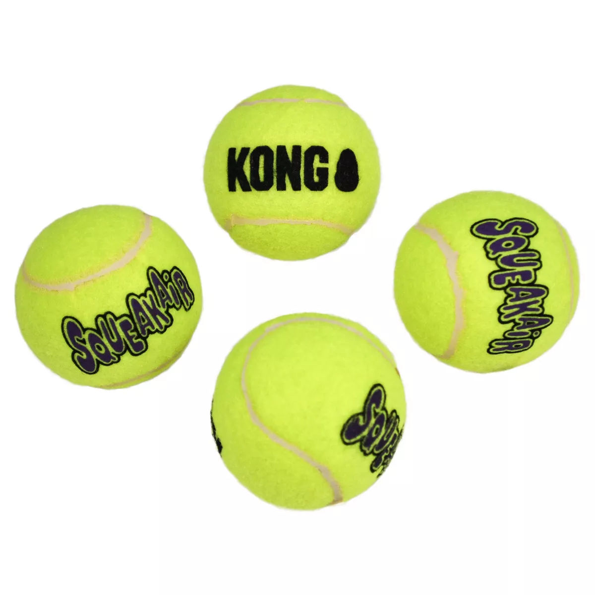 KONG SqueakAir Tennis Ball Dog Toy - Yellow - M - 4ct