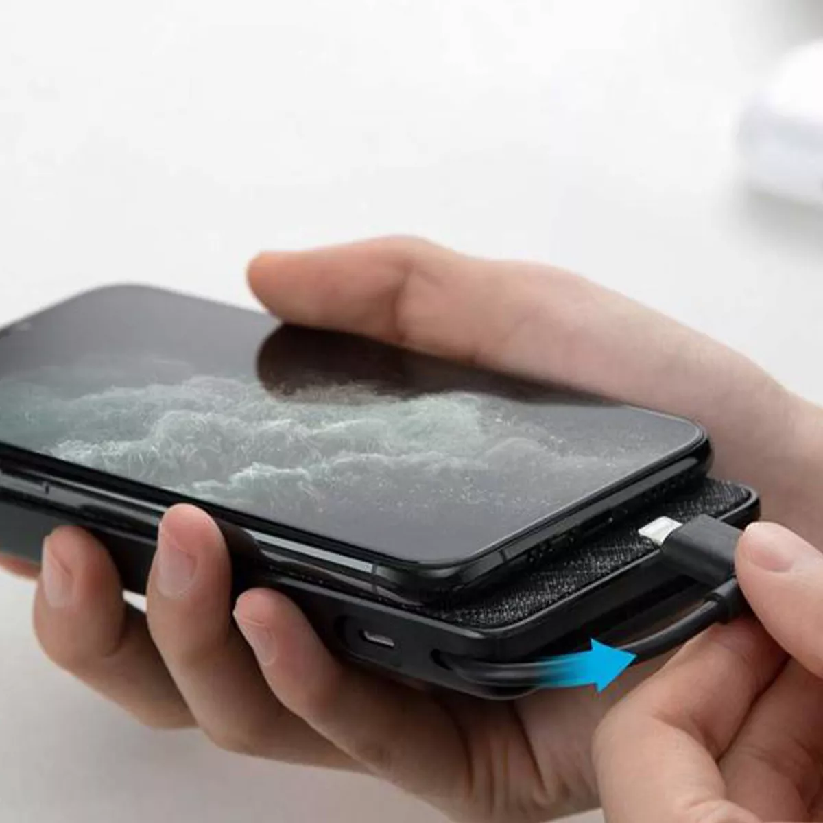Anker Powercore+ 10000 mAh Power Bank with Integrated Lightning Cable - Black