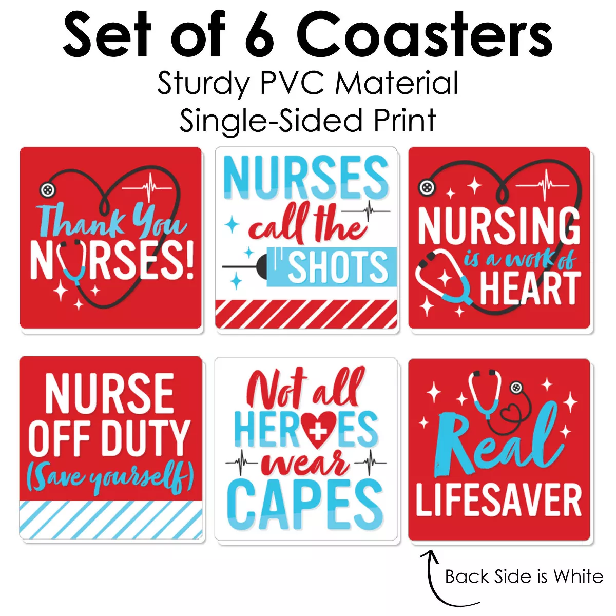 Big Dot of Happiness Thank You Nurses - Funny Nurse Appreciation Week Decorations - Drink Coasters - Set of 6