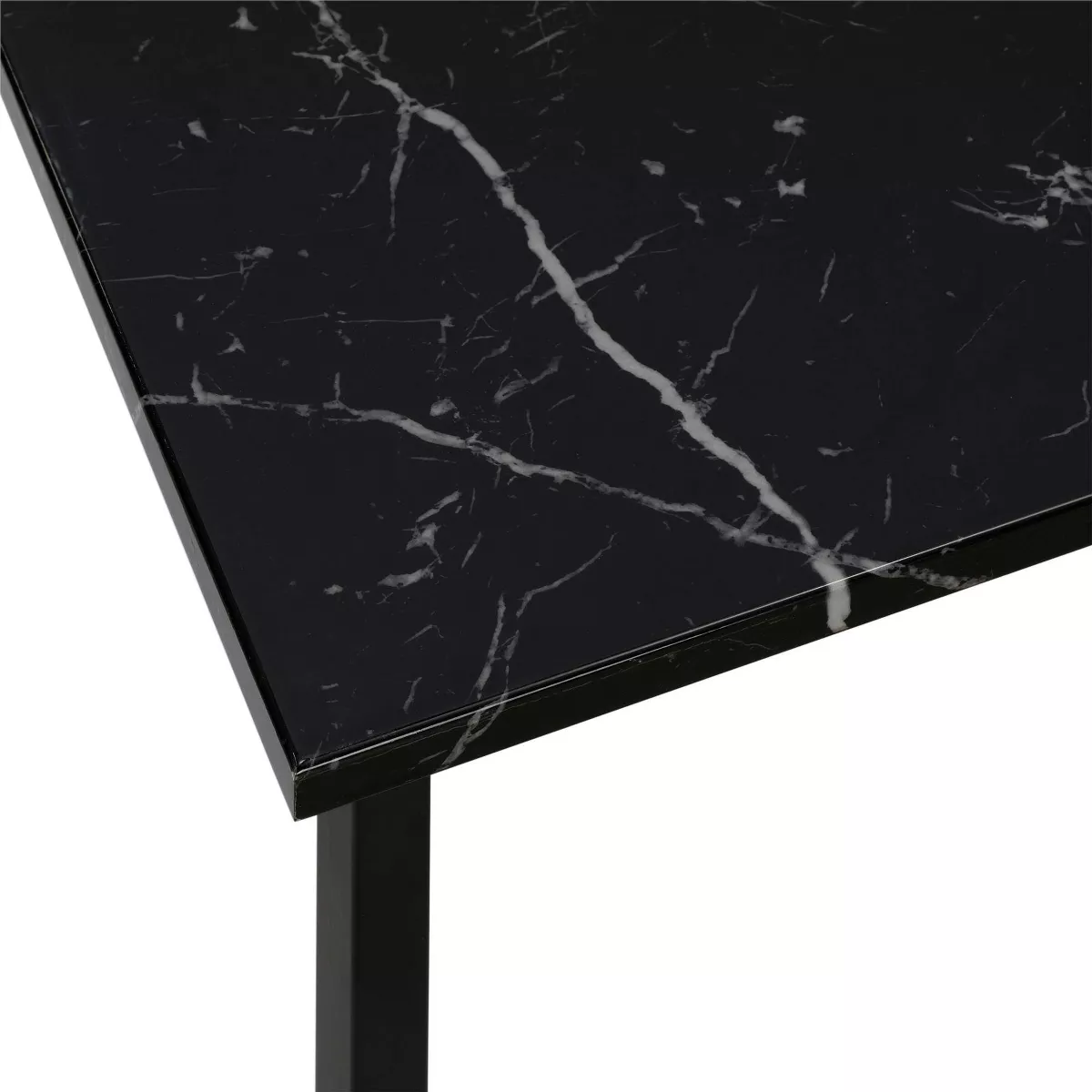 3pc Emelie Metal Pub Set With Faux Marble Top Black - Cosmoliving By Cosmopolitan