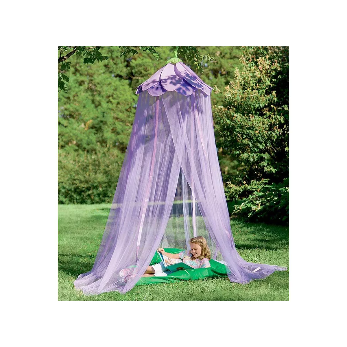 HearthSong - Secret Garden Gauze Hideaway Canopy for Kids Rooms, Purple