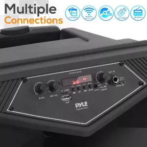 Pyle PPHP122SM 800 Watts Portable Indoor Outdoor Bluetooth Speaker System with Rechargeable Battery and Flashing Party Lights