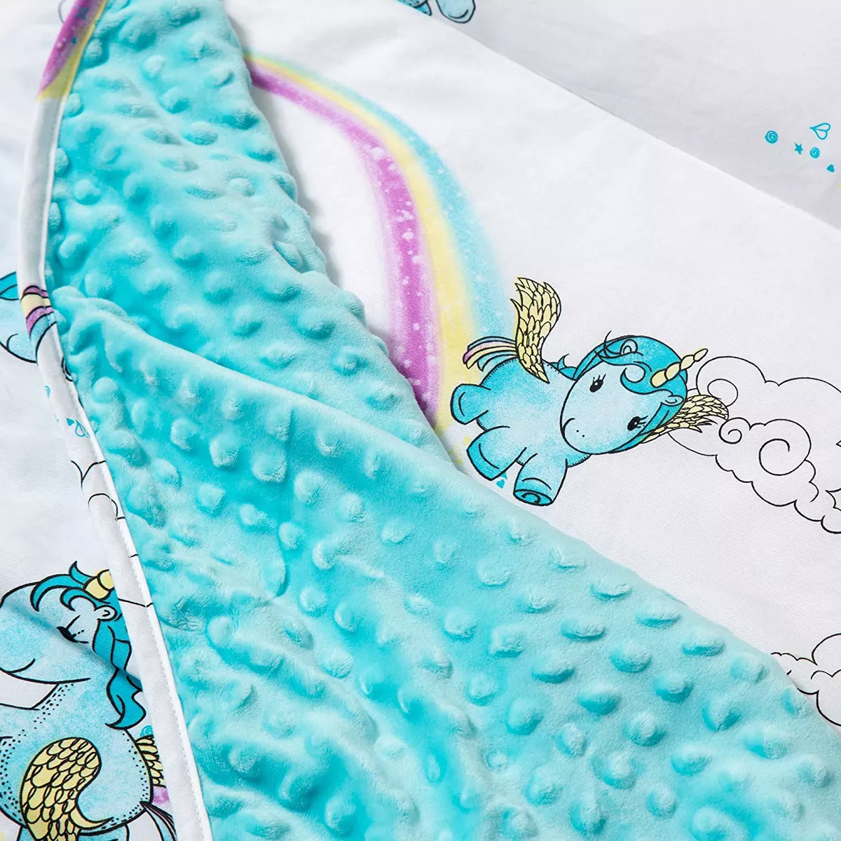 JumpOff Jo Toddler Nap Mat, Children's Sleeping Bag with Removable Pillow for Preschool, Daycare, and Sleepovers, 43 x 21 Inches, Unicorn Pixie Dust