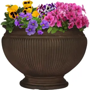 Sunnydaze Indoor/Outdoor Patio, Garden, or Porch Weather-Resistant Double-Walled Elizabeth Ribbed Urn Flower Pot Planter - 16