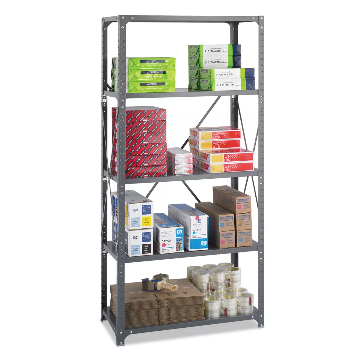 Safco Commercial Steel Shelving Unit Five-Shelf 36w x 18d x 75h Dark Gray 6266