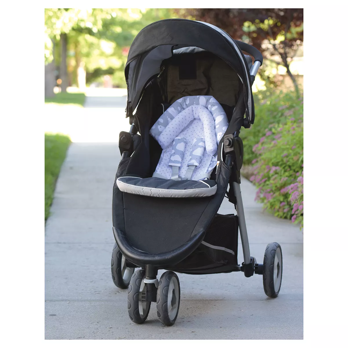 GO By Goldbug Clouds Duo Head Support And Strap Cover Set For Car Seat, Stroller, Bouncer