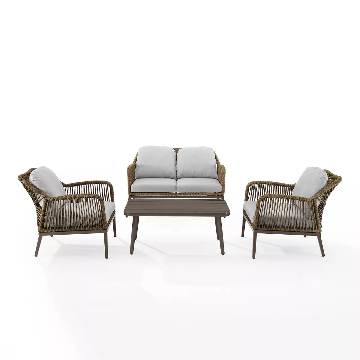 Haven 4pc Outdoor Wicker Conversation Set - Light Gray - Crosley
