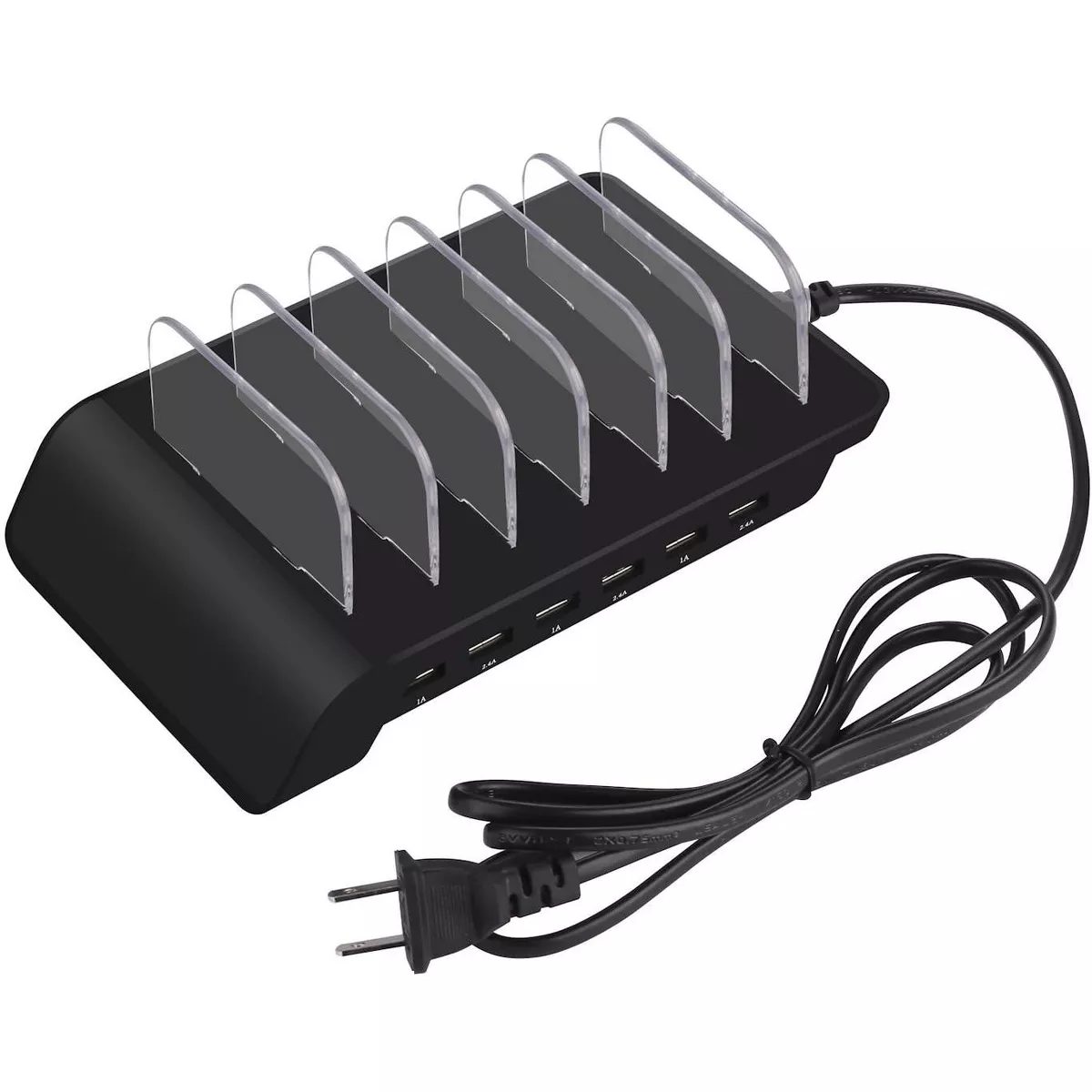 Wasserstein 6 Port USB Charging Station Dock for iPhone, iPad, Android Phones and Tablets with Lightning, Micro USB and USB Type-C Cables