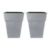 The HC Companies Avino 16-Inch Square Resin Planter Pot, Oxidized Black (2 Pack)
