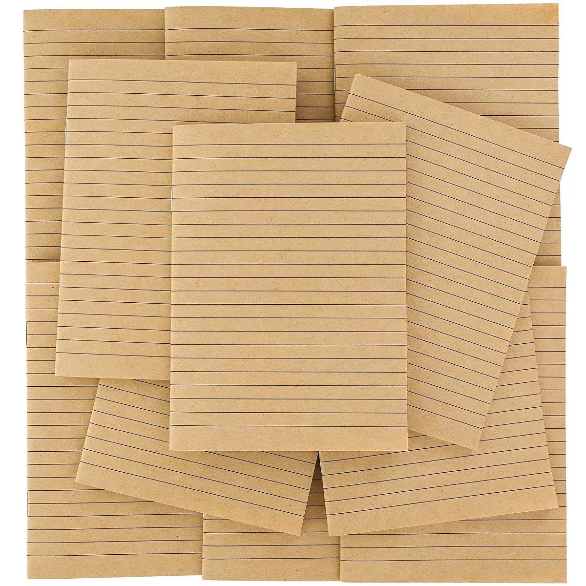 Paper Junkie 12-Pack Mini Brown Kraft Composition Pocket Travel Lined Journal Notebooks (5.5 x 4 in, 32 Sheet)