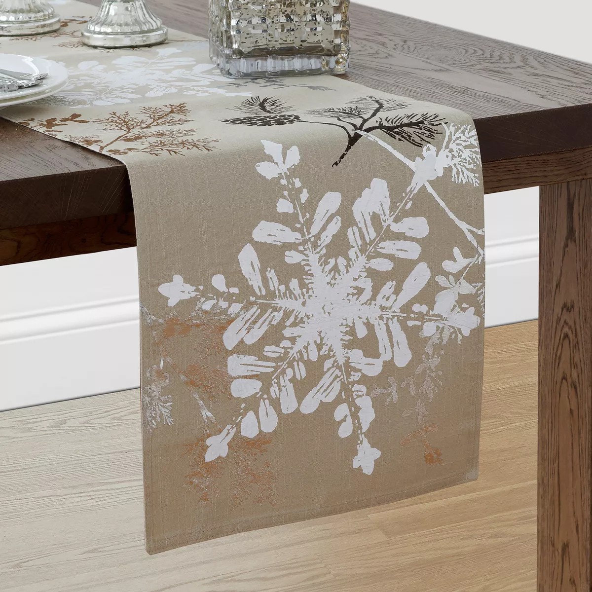 Holiday Snowflake Scenic Woodland Table Runner - 13