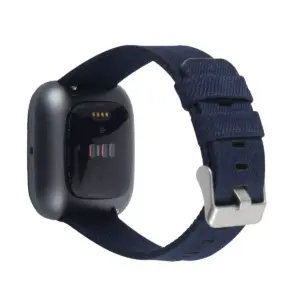 Insten Canvas Woven Fabric Band for Fitbit Versa 2 / 1 / Lite / SE, Replacement Strap, Navy Blue