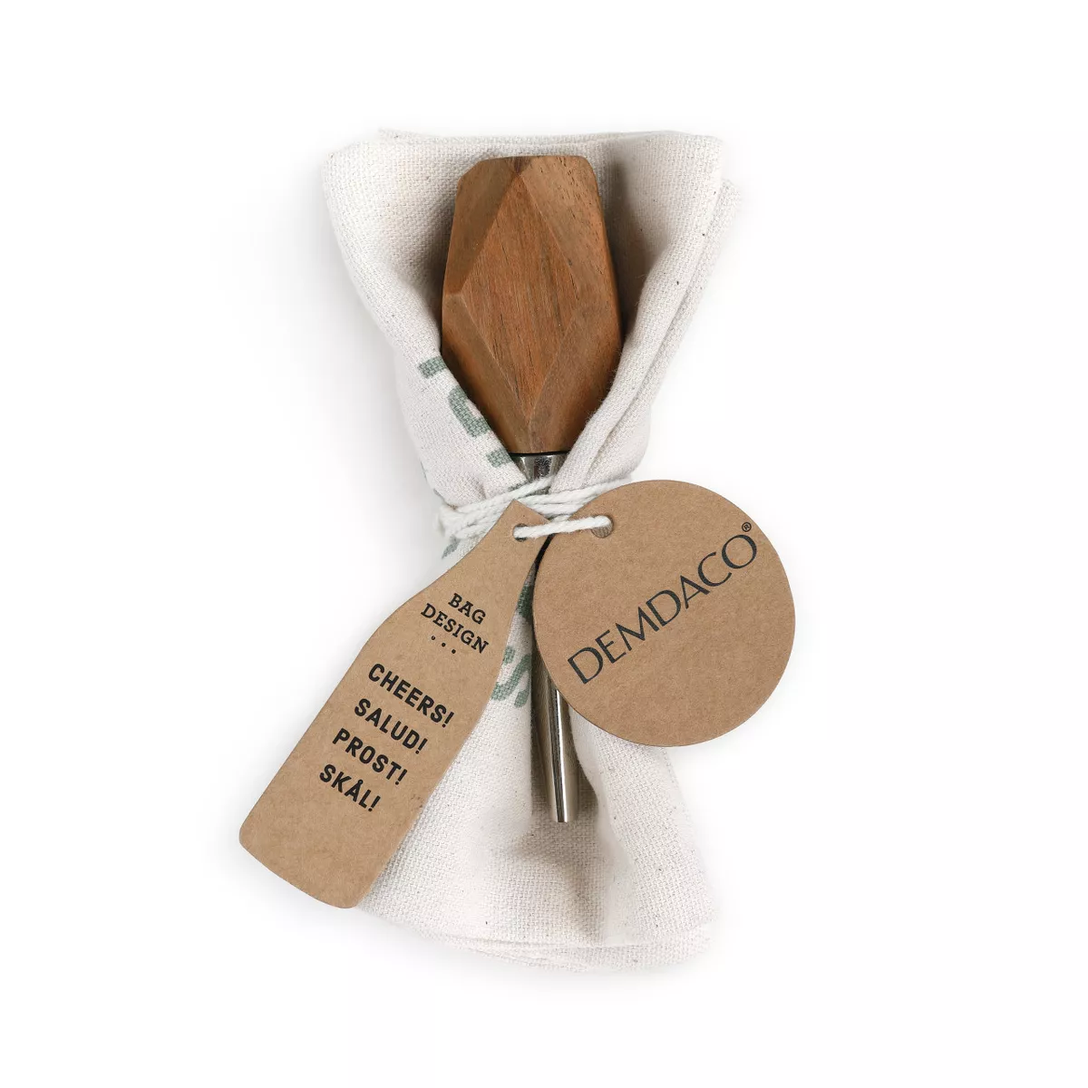 DEMDACO Cheers Wine Bottle Bag & Stopper White
