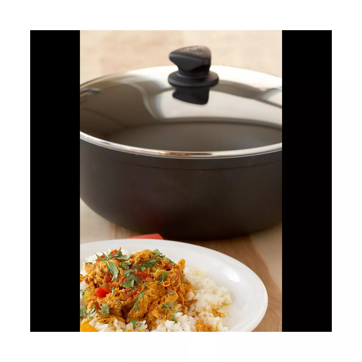 IMUSA Nonstick Caldero with Glass Lid Blue