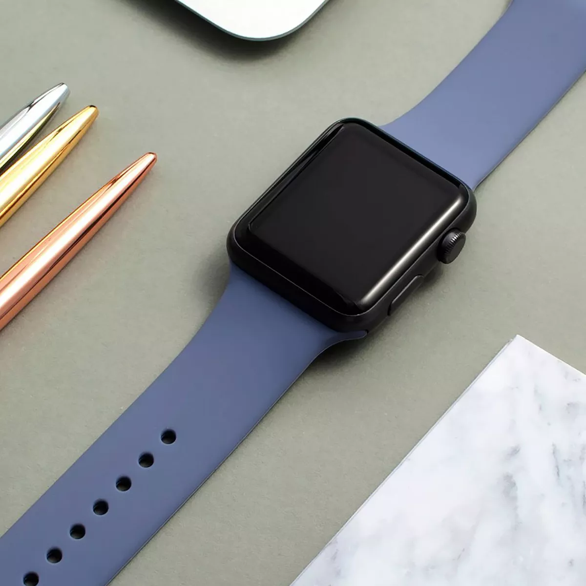 Insten Soft TPU Rubber Replacement Band for Apple Watch 42mm 44mm All Series SE 6 5 4 3 2 1, Lavender Gray