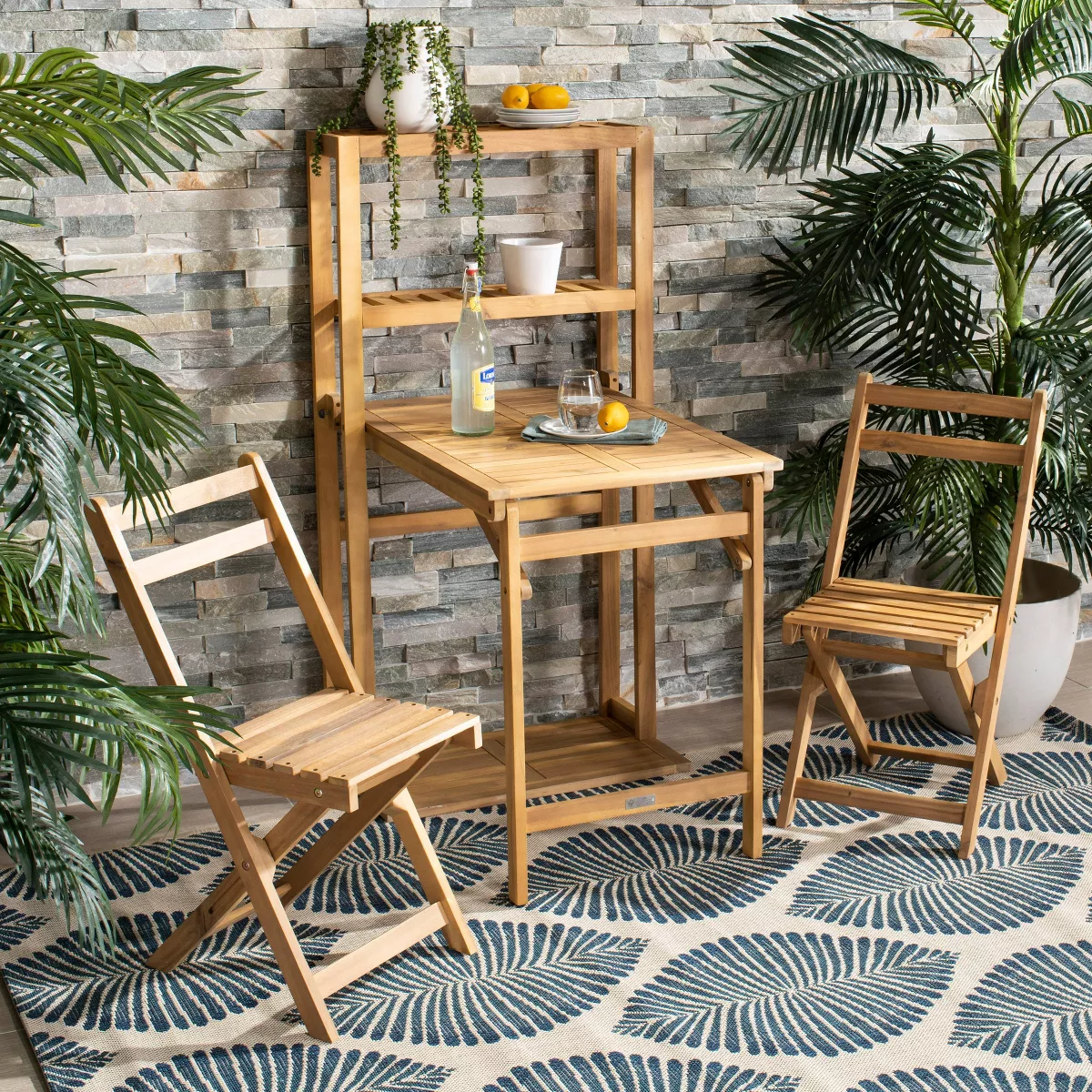 Griffen 3pc Balcony Dining Cabinet Set - Natural - Safavieh