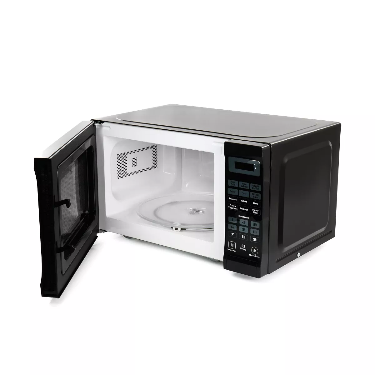 West Bend EM720CPI-PMB 0.7 Cubic Foot Capacity 700 Watt Compact Countertop Microwave Oven Kitchen Appliance with 8.5 Inch Round Turntable, Black
