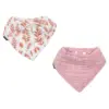 Bebe au Lait 2pk Muslin Bandana Bib Set - Pink Leaves/Cotton Candy