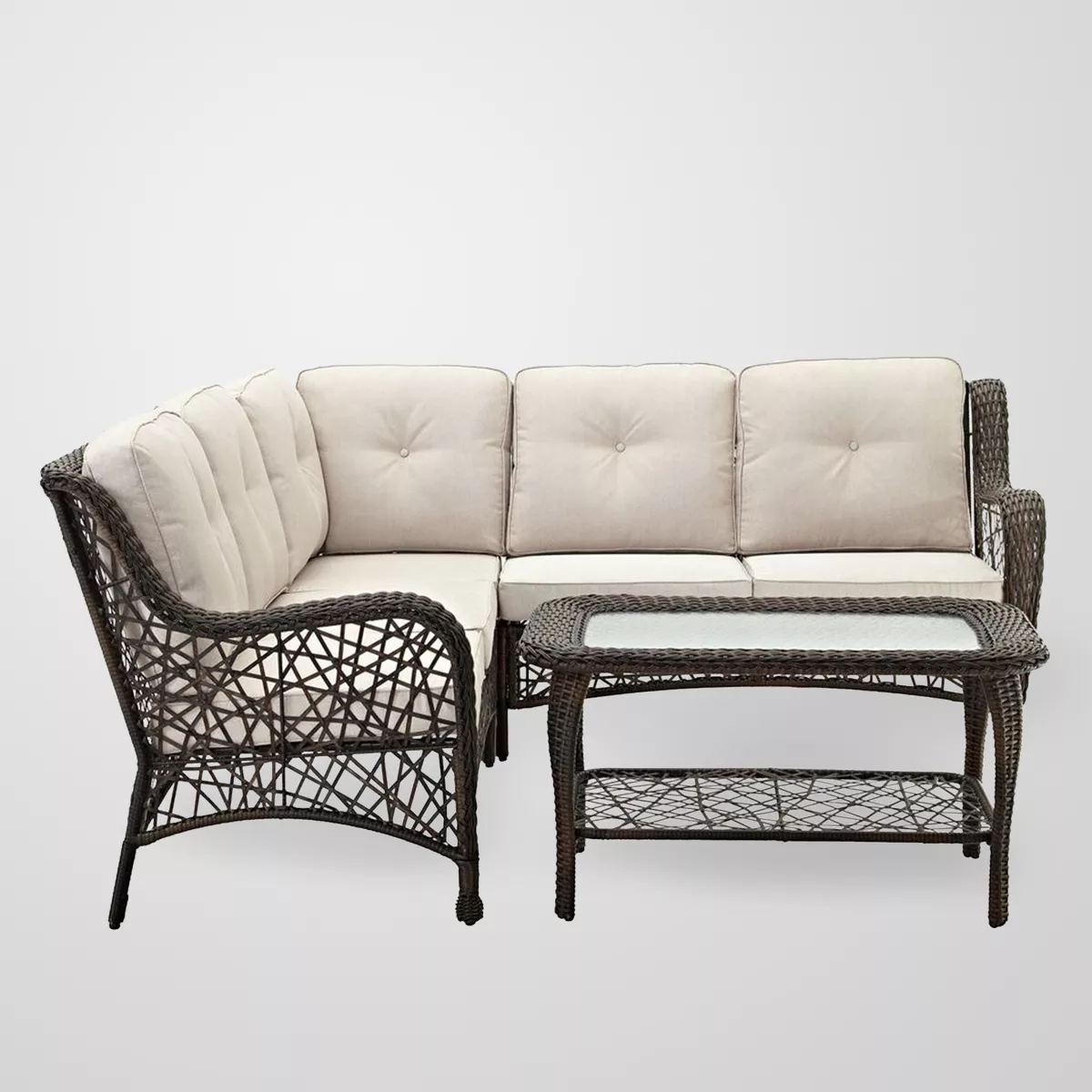 4pc Random Weave Sectional with Cushions - Brown - Saracina Home