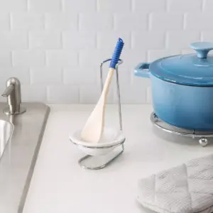 Home Basics Spoon Rest with Tray and Spoon, Chrome