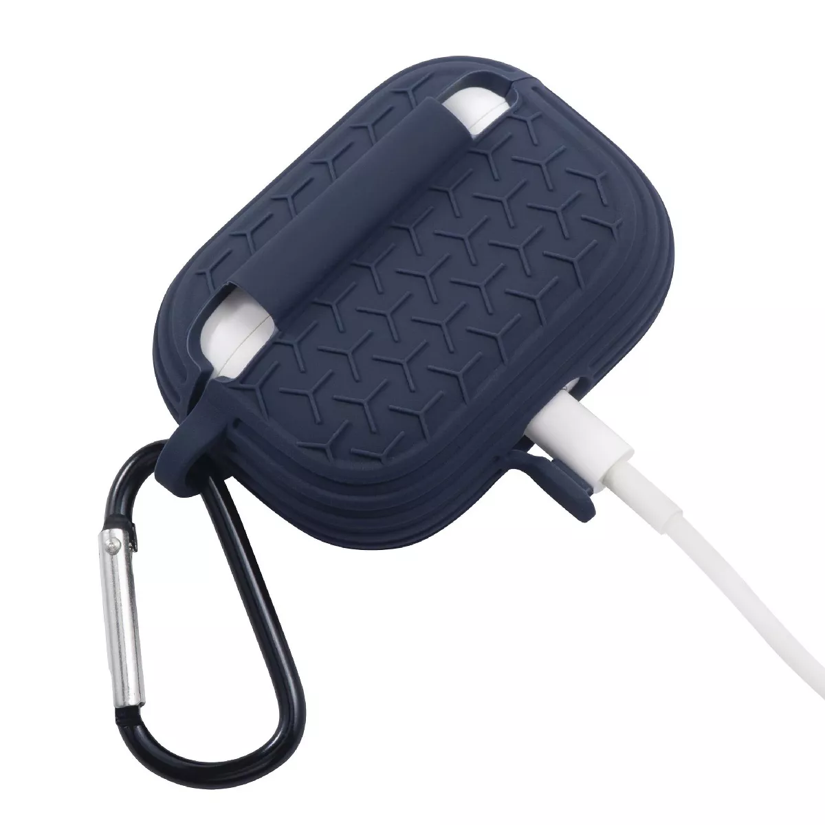 Insten Honeycomb Textured Pattern Case For AirPods Pro, Soft Silicone Skin Cover with Keychain, Blue