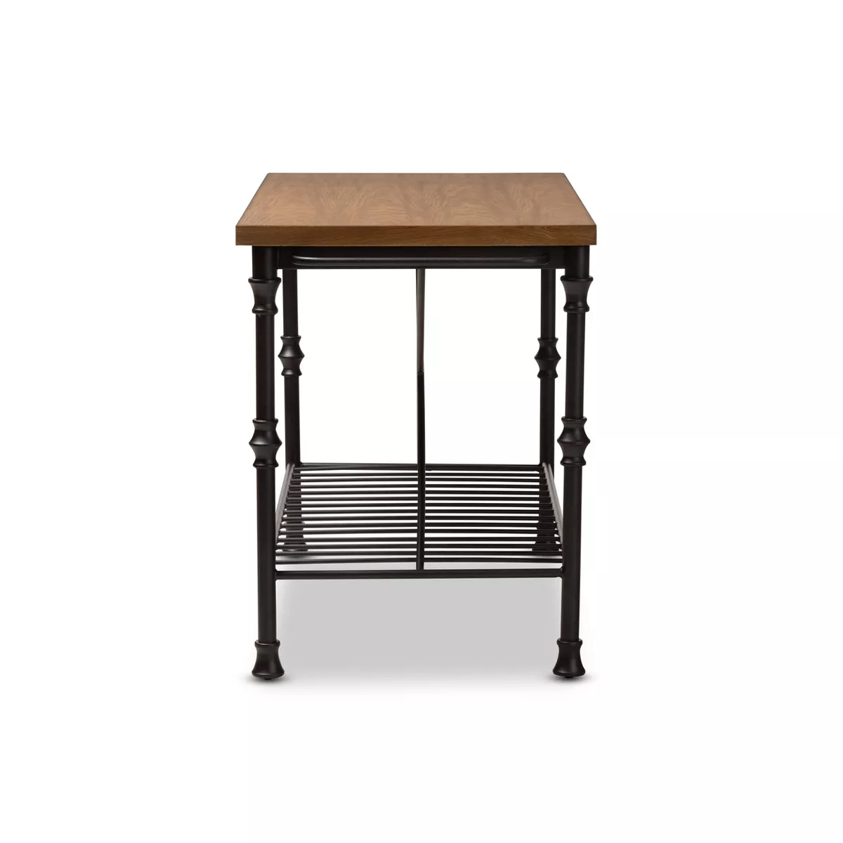 Perin Wood Finished Steel Multipurpose Kitchen Island Table Brown/Bronze - BaxtonStudio