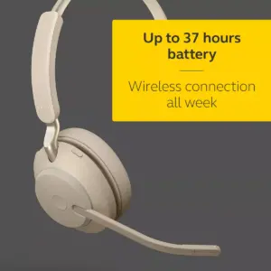 Jabra Evolve2 65 USB-C UC Mono with Charging Stand - Beige Wireless Headset / Music Headphones