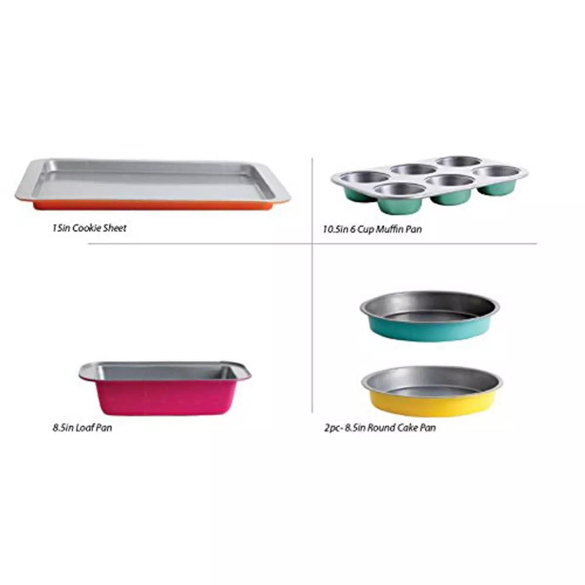 Gibsone Home Color Splash Lyneham 5 pc Carbon Steel Bakeware Set