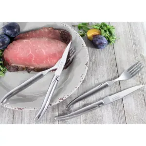 French Home Laguoile 8pc Stainless Steel Connoisseur Steak and Knife Silverware Set
