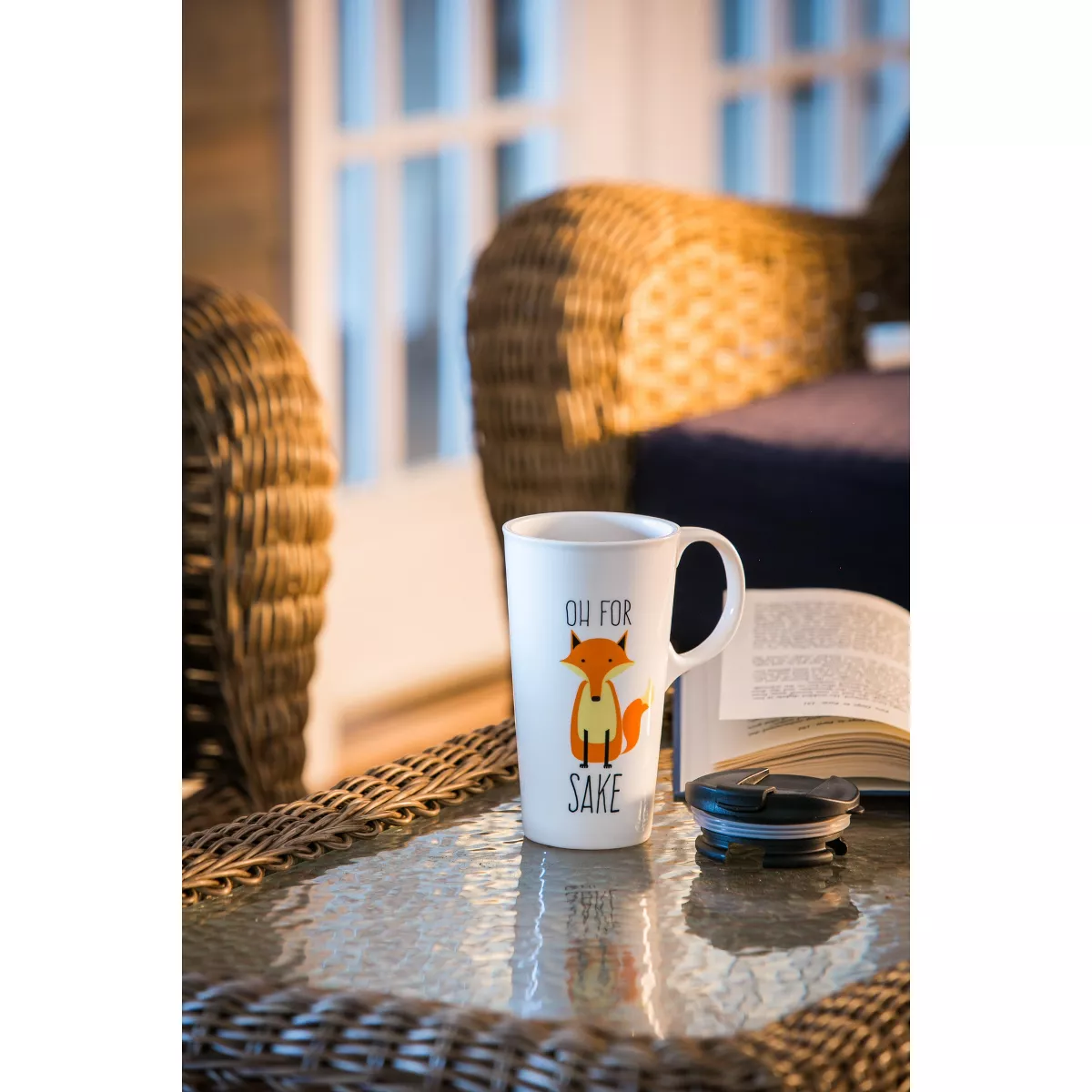 Evergreen Ceramic Travel Mug 17oz. Fox Sake