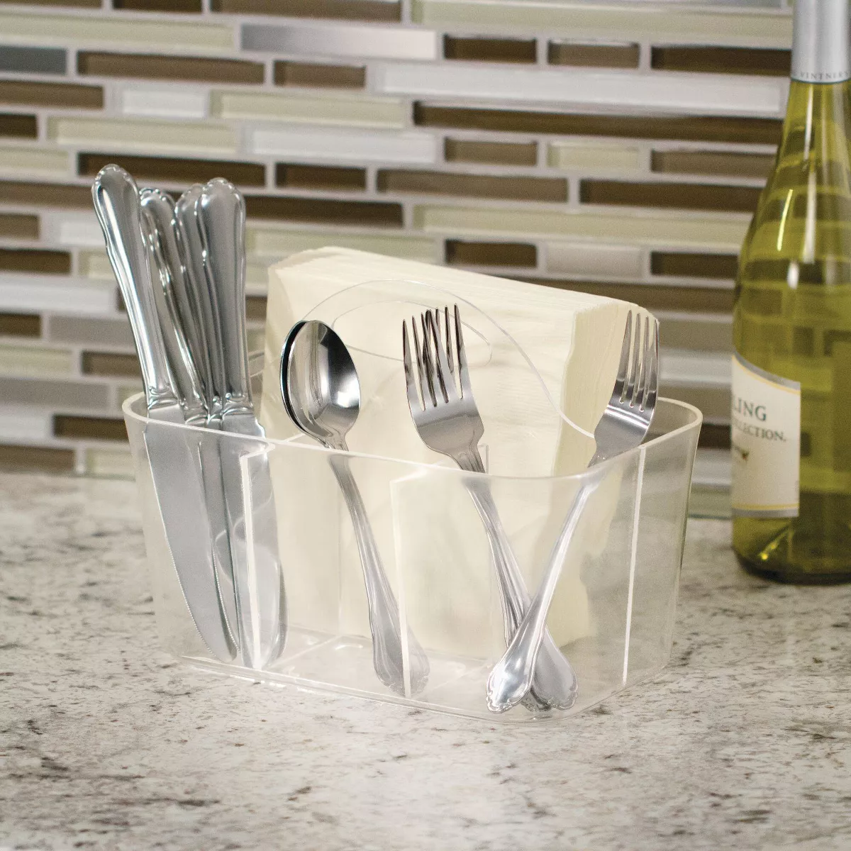 iDESIGN Clarity Flatware Caddy Clear