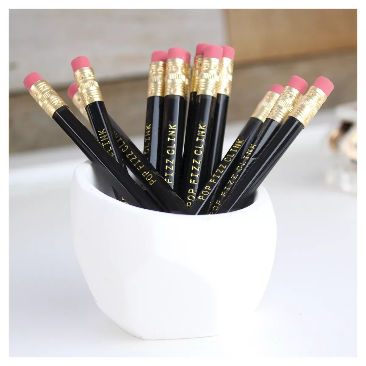 12ct Pop Fizz Clink Mini Party Pencils Black