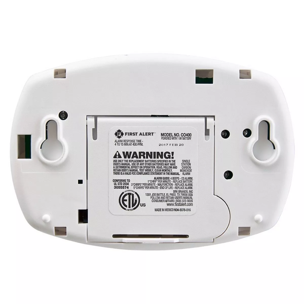 First Alert CO400 Battery Powered Carbon Monoxide Detector