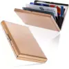 Paper Junkie 2-Pack Stainless Steel Metal RFID Credit Card Holder Wallet with 6 Slots, Rose Gold