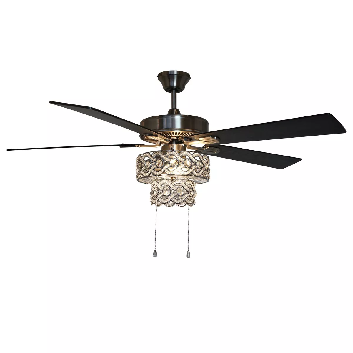 52" 5-Blade LED Olivia Beaded Braid Wedding Band Lighted Ceiling Fan - River of Goods