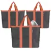 CleverMade SnapBasket Insulated Grocery 21.12qt Shopping Bag Tote with Zippered Lid Charcoal/Coral - 3pk