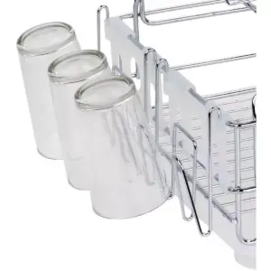 Home Basics Chrome Plated Steel 2 Tier Deluxe Dish Drainer