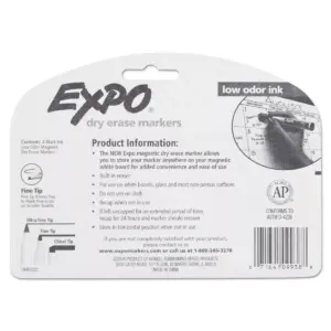EXPO Magnetic Dry Erase Marker Fine Tip Black 4/Pack 1944745