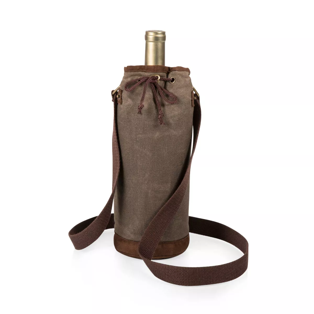 Picnic Time 10qt Waxed Canvas Wine Bottle Carrier Green