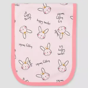 Gerber Baby Girls' 4pk Bunny Interlock and Terry Burp Cloth Set - Pink