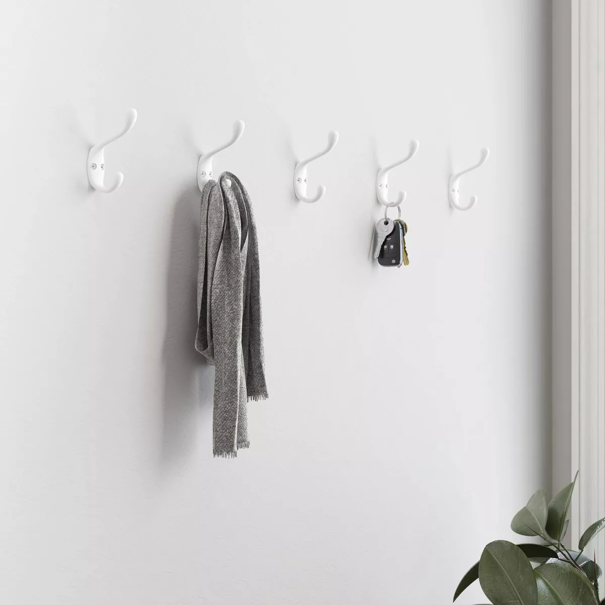 Franklin Brass 5pk 3"Heavy Duty Coat & Hat Decorative Hooks White