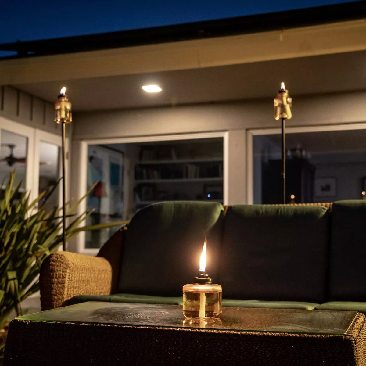 Frosted Glass Tabletop Outdoor Adjustable Flame Torch - TIKI