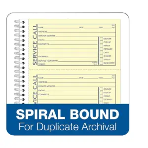 Adams Service Call Book Spiral bound 5-1/4